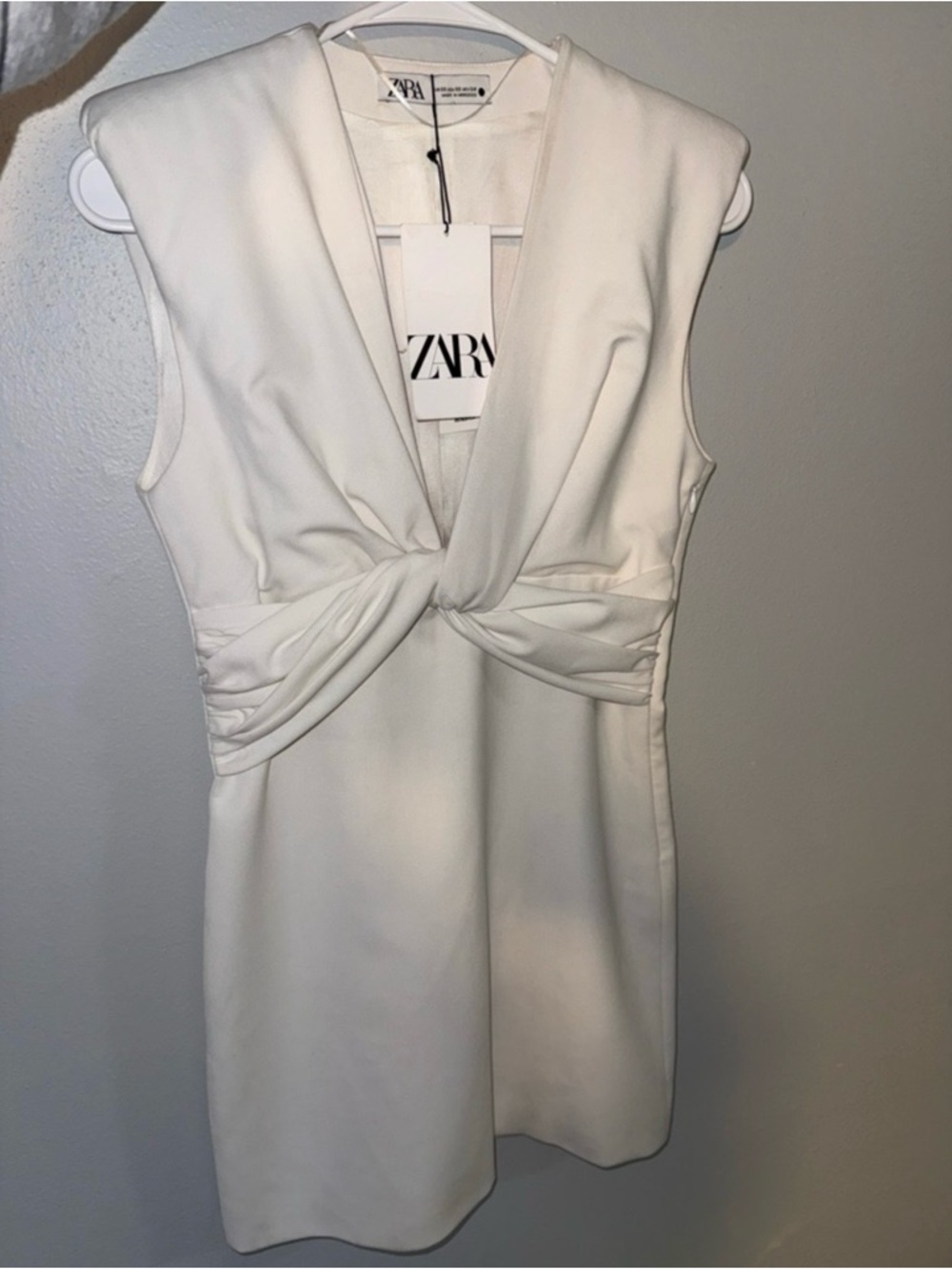 Zara White Twist-Front Mini Dress